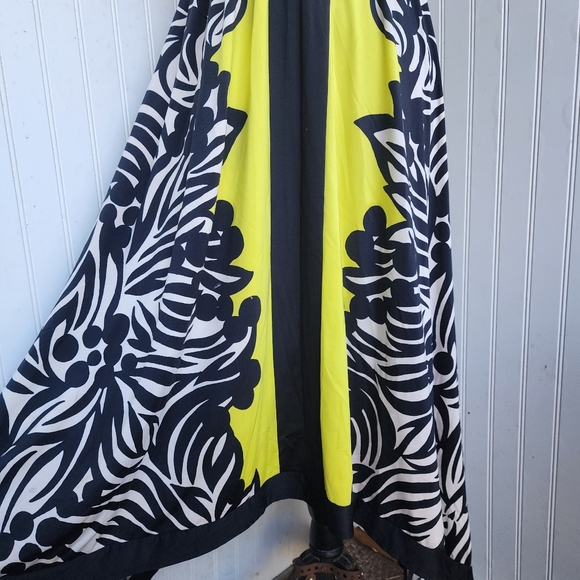 Inc International Concepts Women's Asymmetrical Hem Black Yellow Maxi Dress XS - Picture 5 of 13